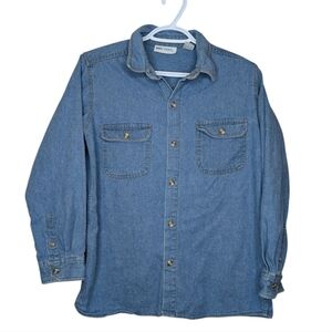 Vintage Womens XL (Medium) Blue Denim Button Down Top WayCool